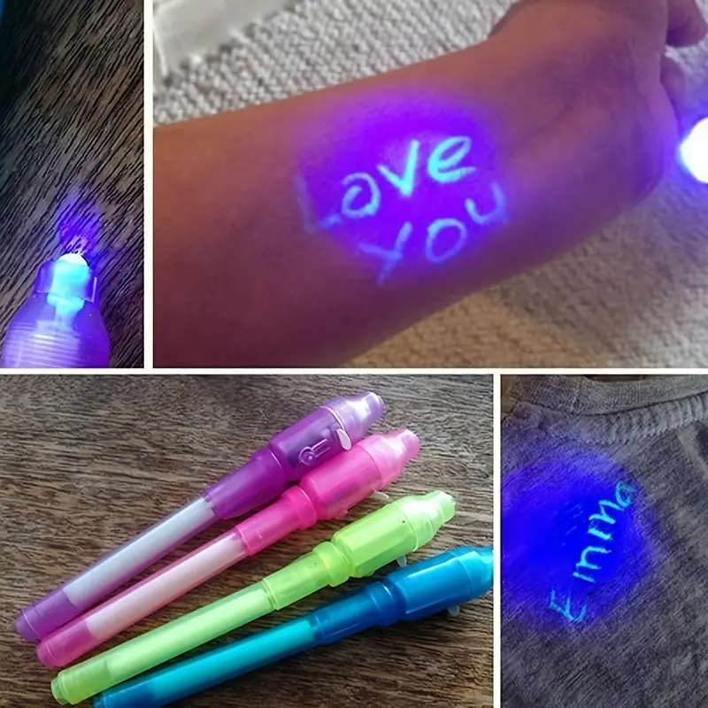 6PCS Creative Magic UV Light Pen Invisible Ink Pen Glow In The Dark Pen  With Built-in UV Light Gifts And Security Marking