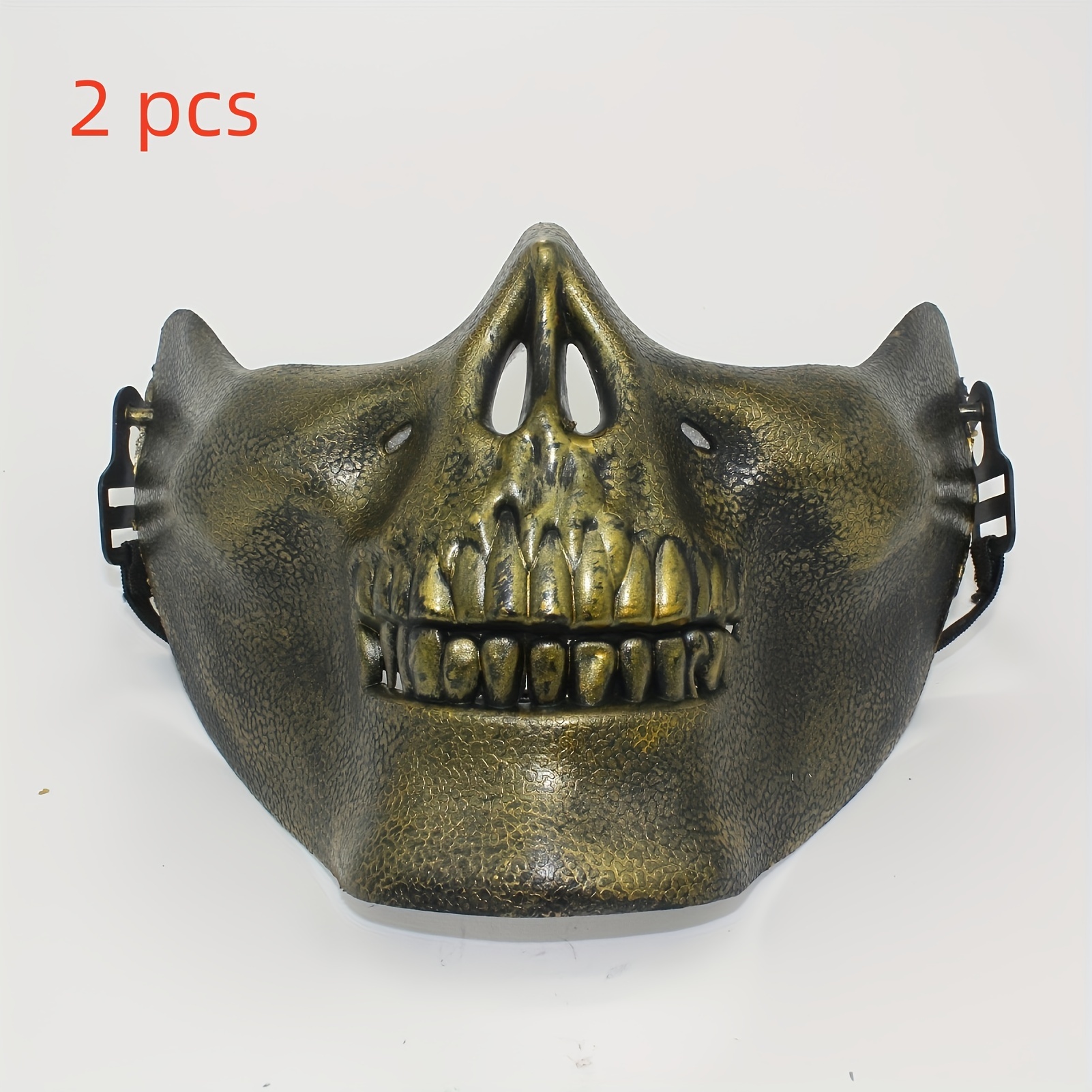 2pcs Punk Style Half Face Skull Mask Halloween Cosplay Costume Props