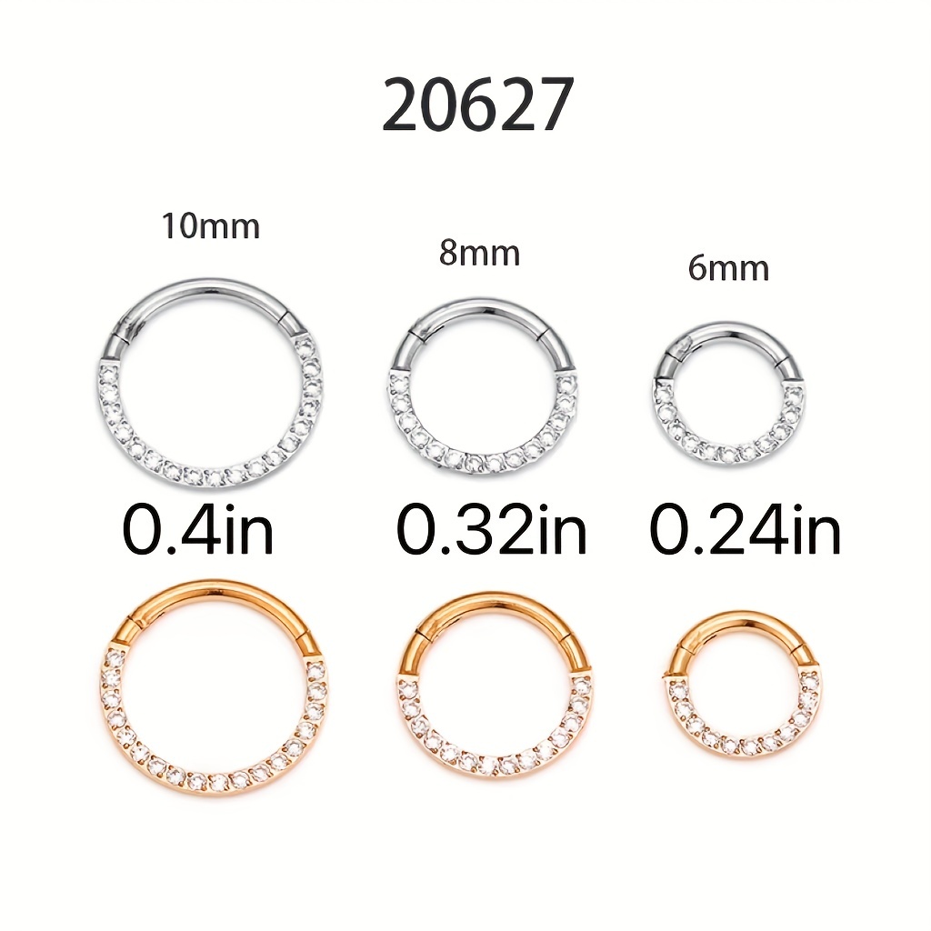 Hinged Nose Ring with Zircon Inlay