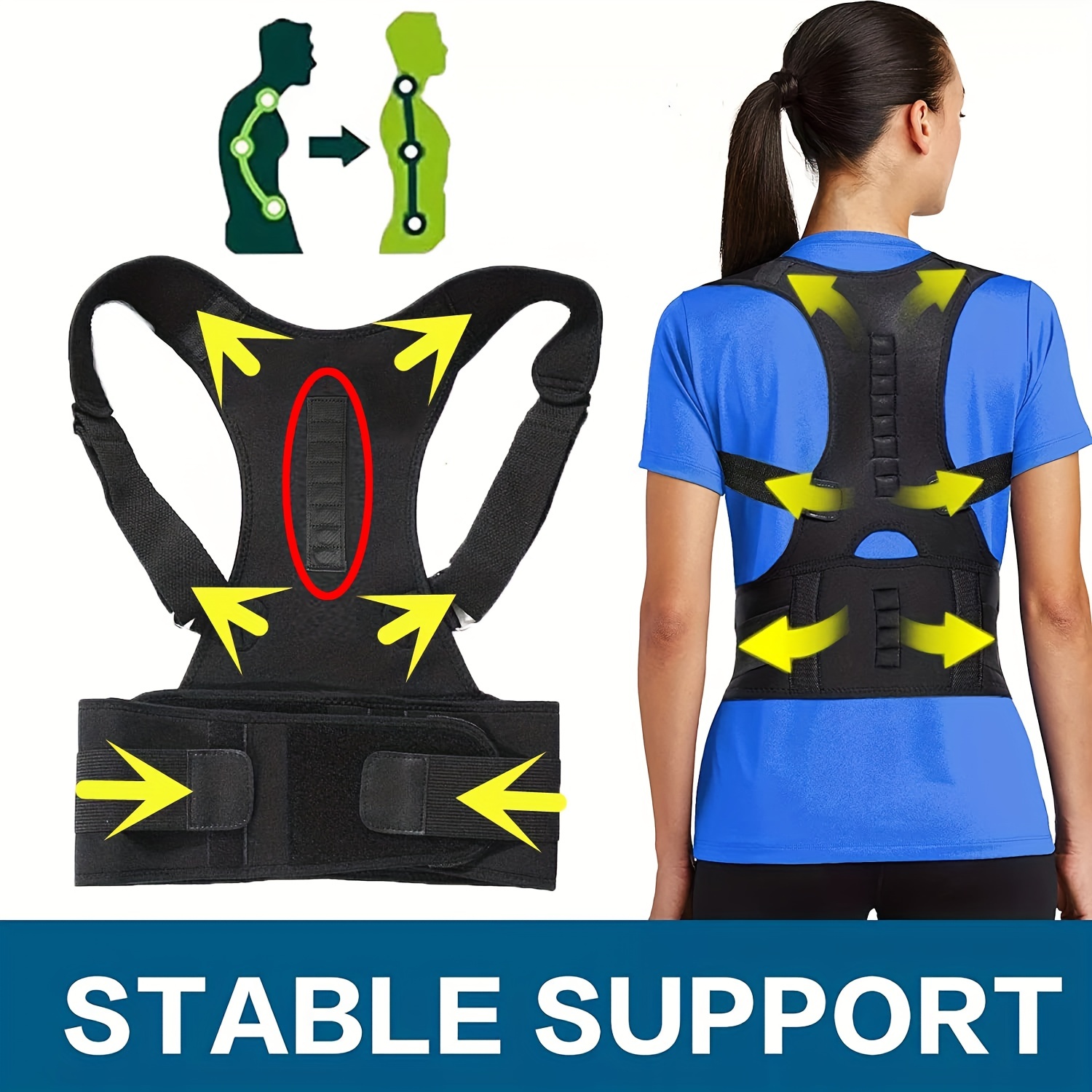 Magnetic Back Brace Posture Corrector Unisex Lumbar Support Belt