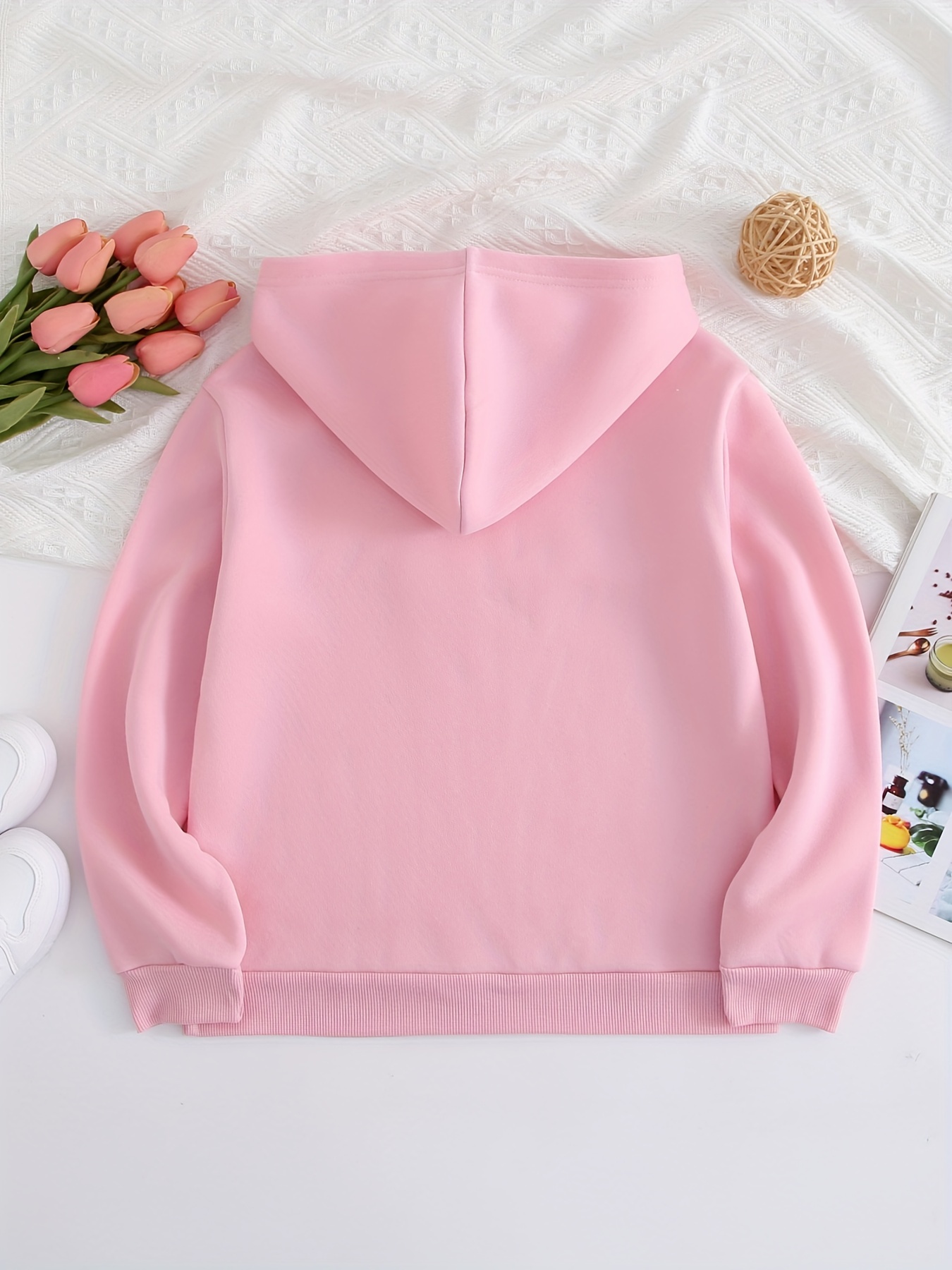 Sweatshirt With Flower Print Light Pink