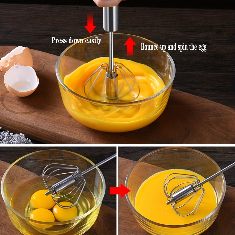 Stainless Steel Semi-automatic Whisk Handhold Push-type Egg Beater