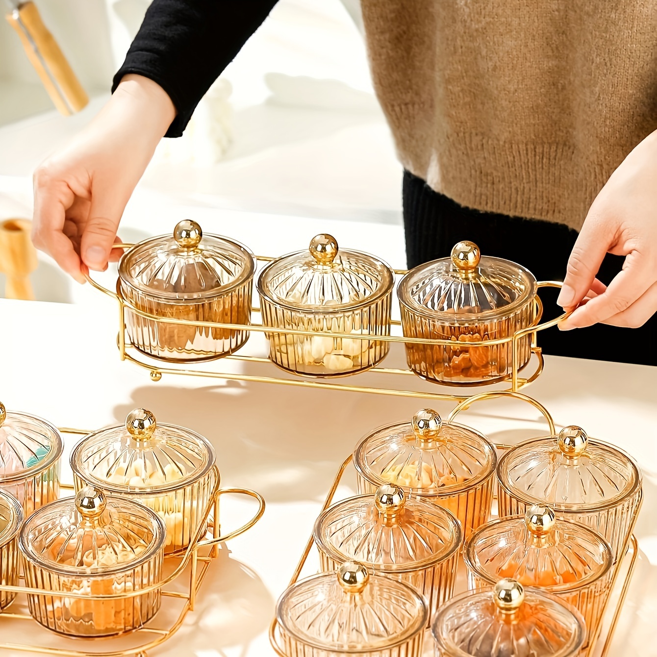 Clear Candy Servers, Decorative Fluted Colored Serving Platter