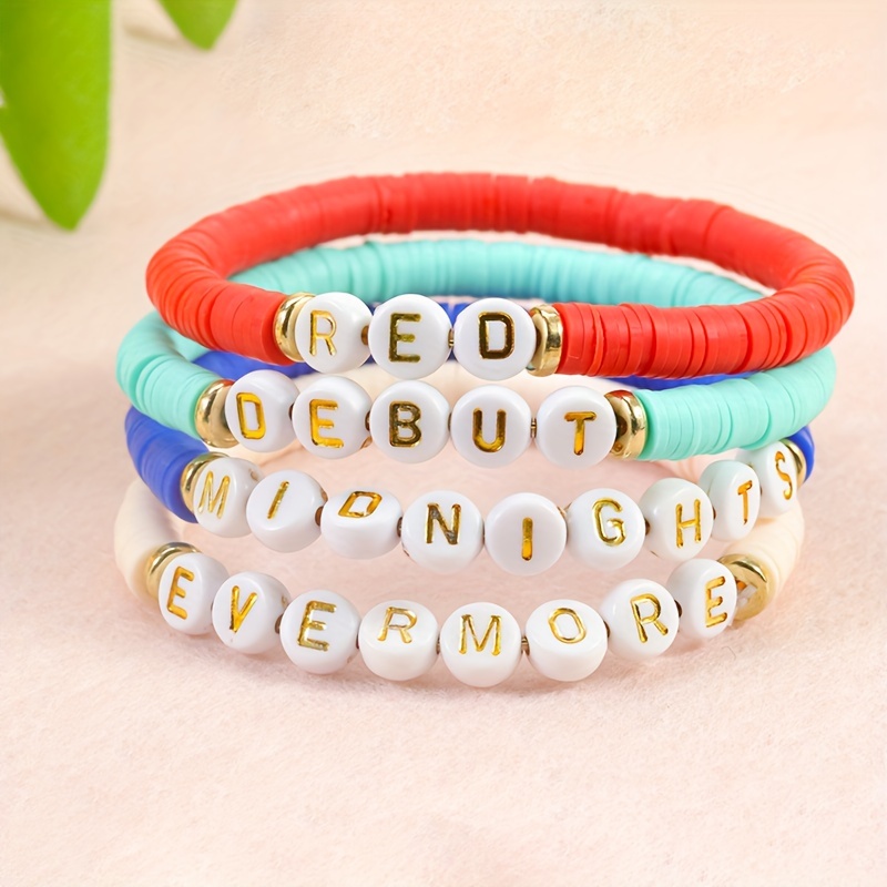 Letter Pattern Beads Beaded Bracelet With Colorful Soft Clay - Temu  Philippines