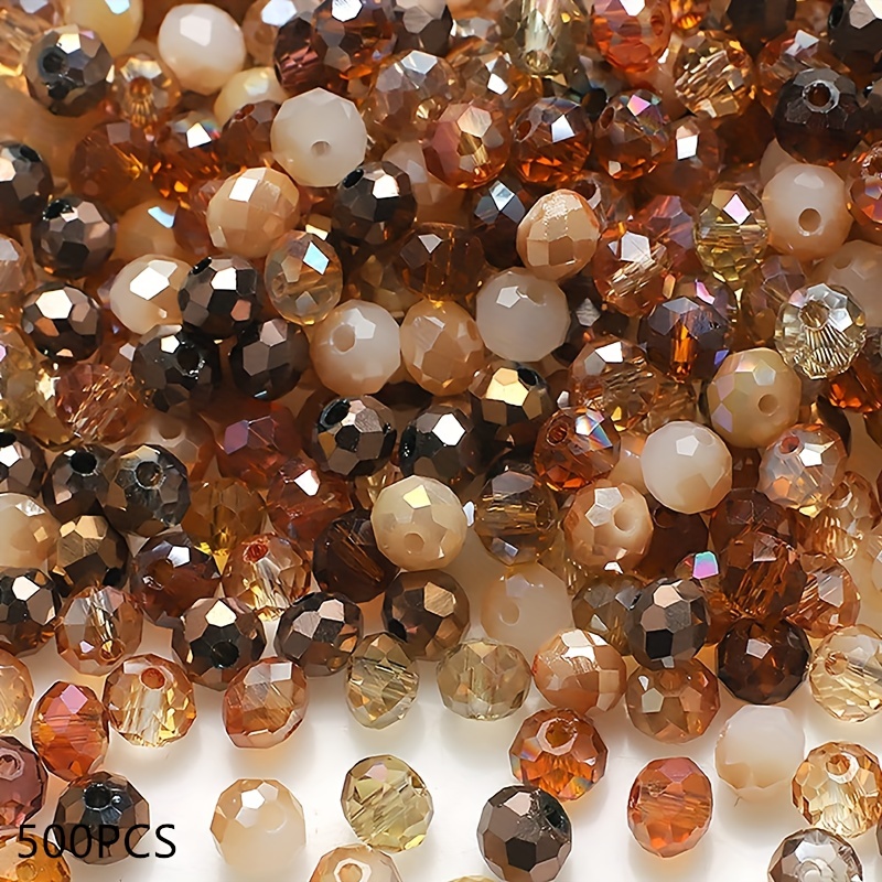 TEMU 500pcs EFREY Perles d'Espacement Rondes Facettées de 4mm - Perles en Cristal Artificiel Multicolores avec Trous pour la Fabrication de Bijoux