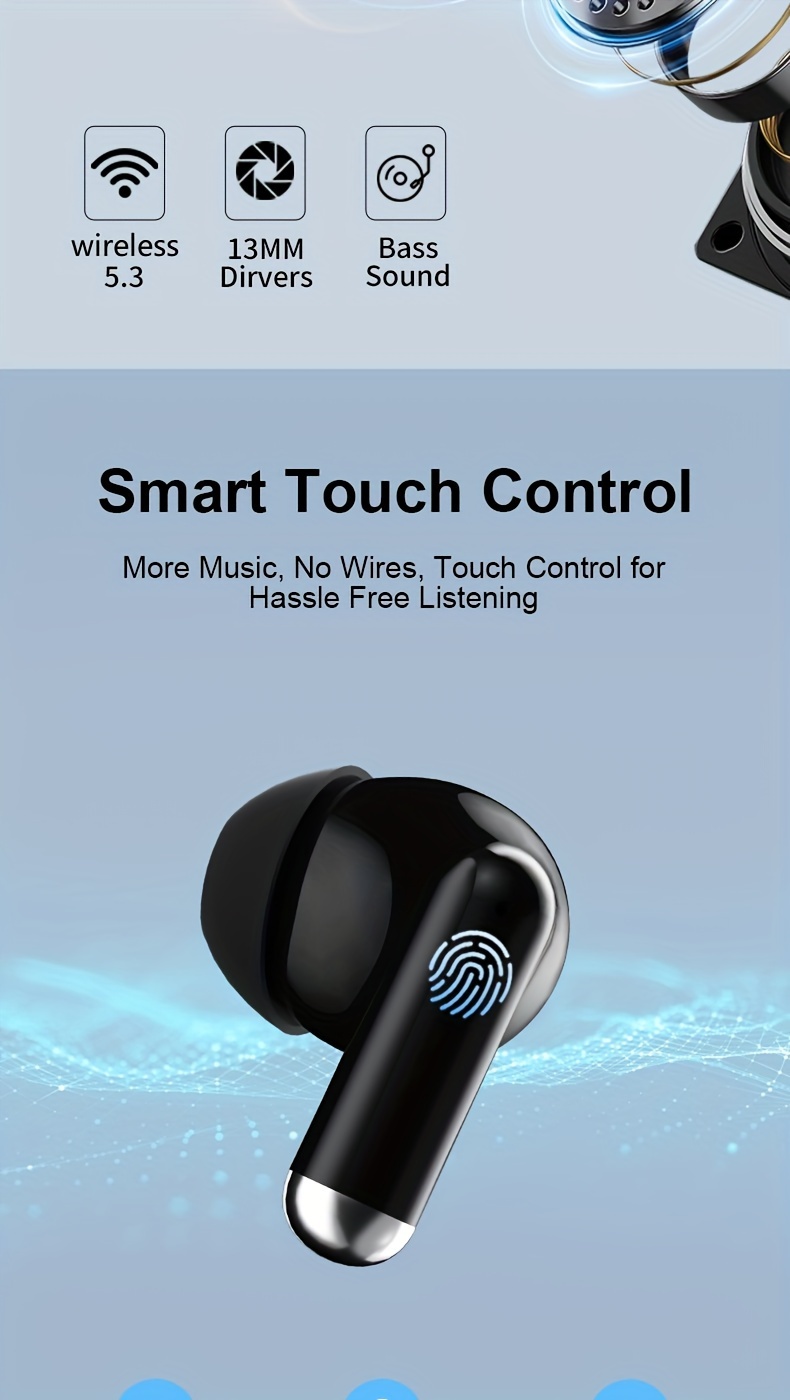 SP9X built-in digital display for ultra long battery life, in ear noise cancelling wireless earphones_voghion.com