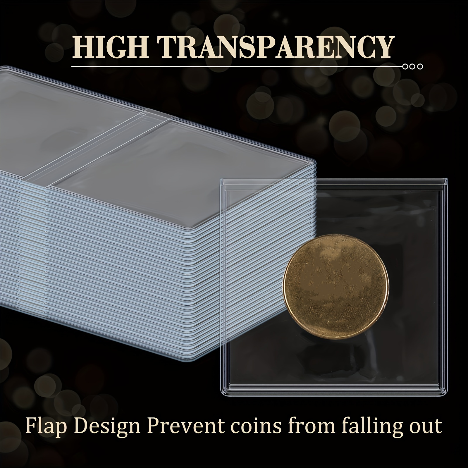 50 fundas para monedas de un solo bolsillo para coleccionistas, fundas  individuales de plástico transparente, fundas para monedas pequeñas