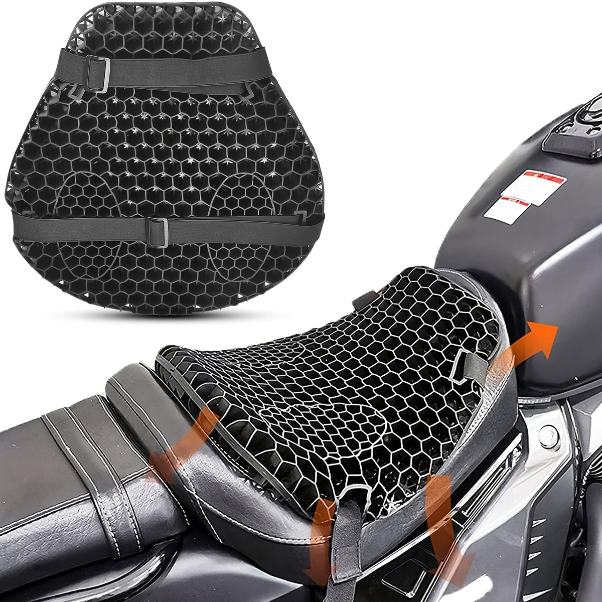 1pc Motorcycle Seat Cushion Shock Absorption 3d Honeycomb Mesh Motorbike  Seat Pad Breathable Waterproof Quick-drying Motorbike Saddle Gel Pad Man  Jia