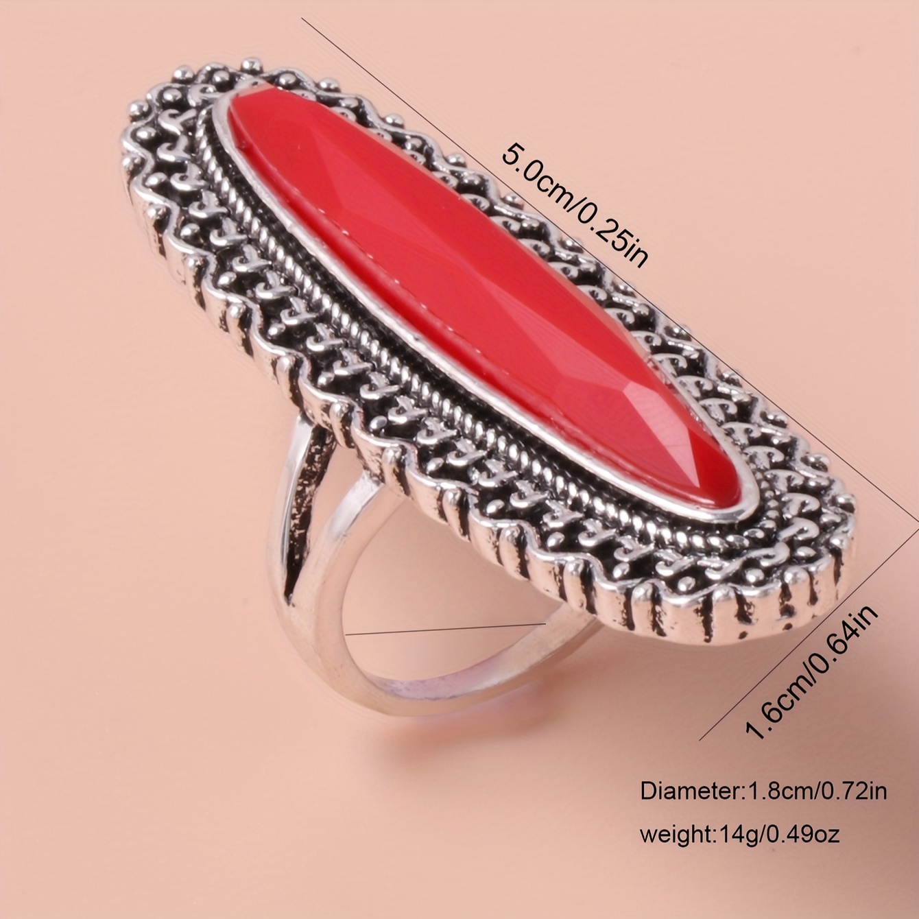 Red stone hot sale finger ring