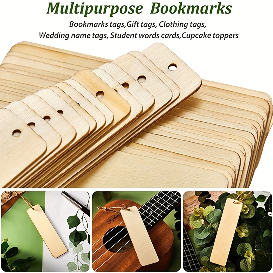 Wood Blank Bookmarks Diy Wooden Craft Bookmark Wood Tags - Temu