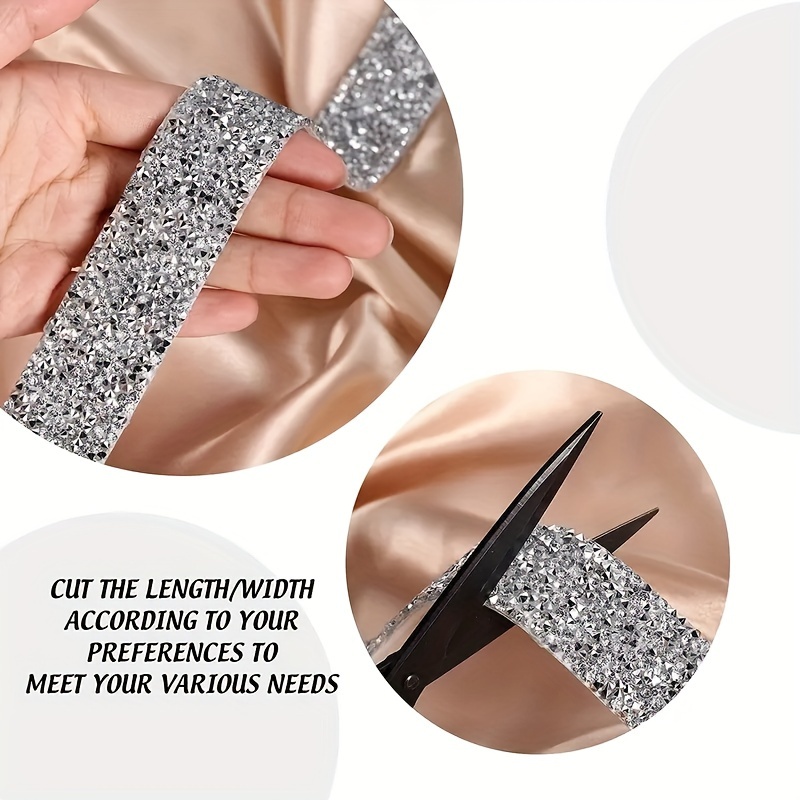 3Yards Multi-color Rhinestones Trim Set Glitter Crystal Ribbon Strass Tape  Apppliques Hotfix Motif Rhinestones Cloth