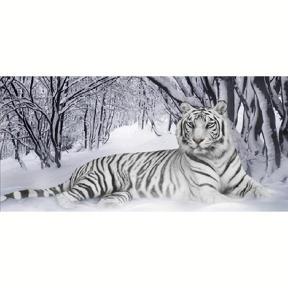 5d Diy Large Diamond Painting Kit For Adult White Tiger - Temu