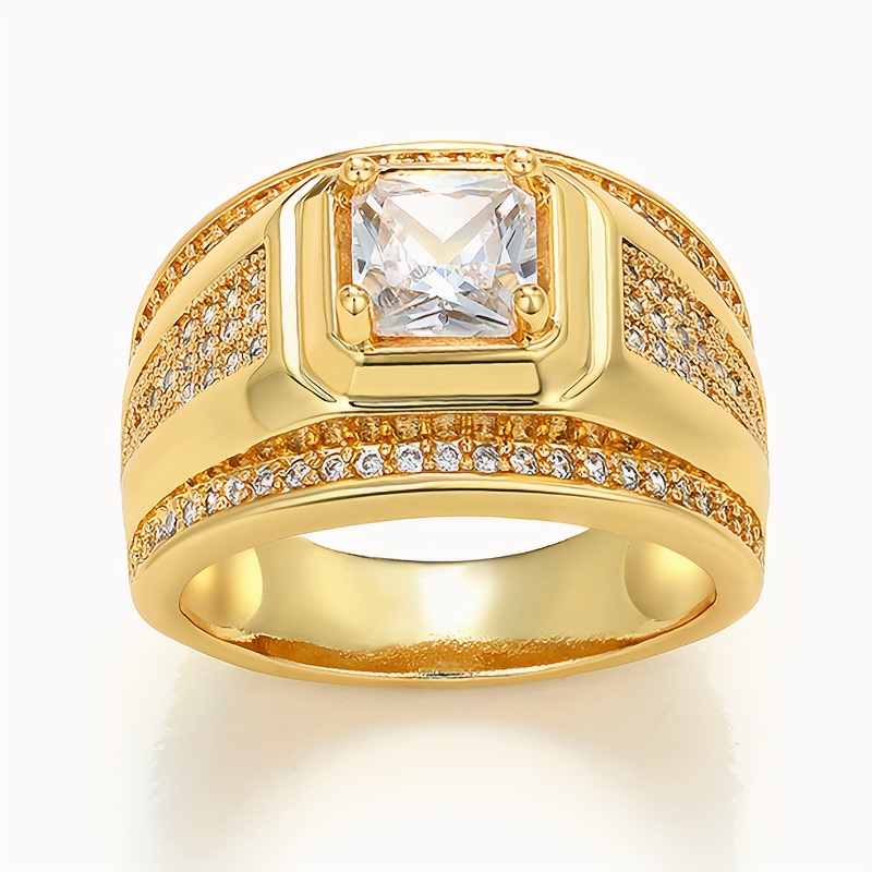 Stylish Men's Zirconia Business Ring with Four Claw Setting
