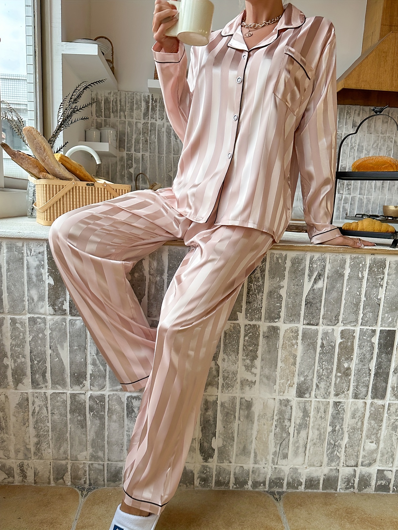 Striped Pajama Set - Temu Canada