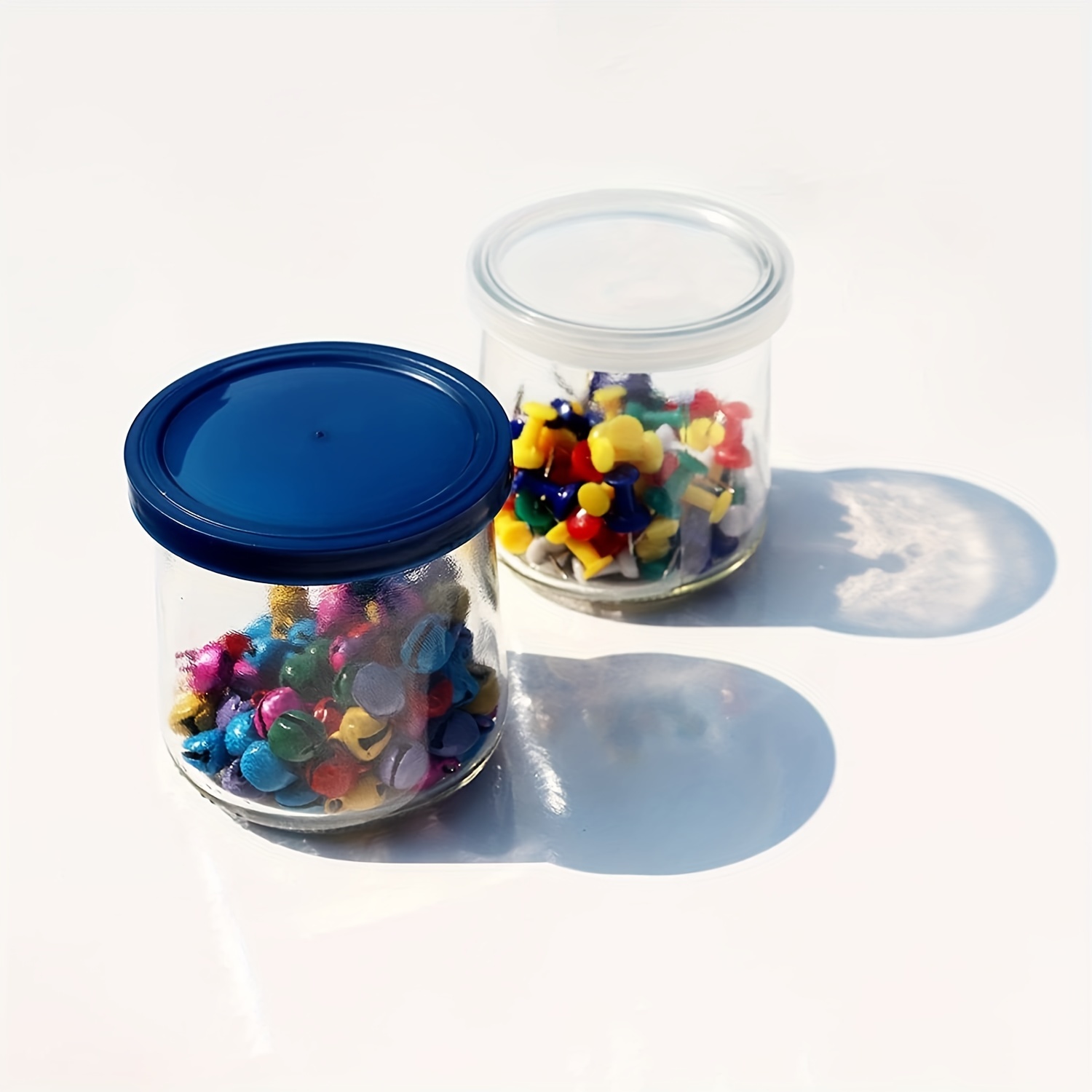 30 Pieces Oui Yogurt Jar Lids, Yogurt Container Lids, Clear Plastic Blue  Oui Lids for Cookie Coffee Supplies Glass Jars Containers
