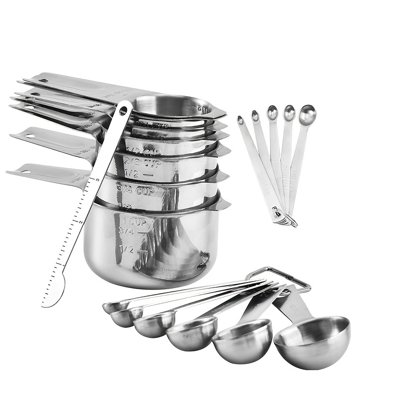 Stainless Steel Measuring Cups And Spoons Set, Measuring Cups And Measuring  Spoons, For Dry And Liquid Ingredients - Temu