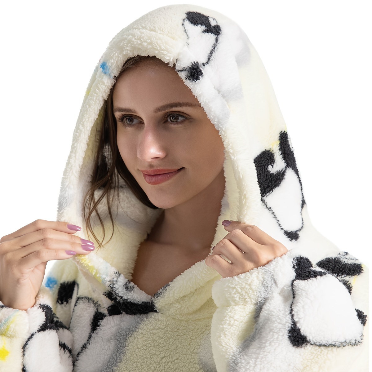 1pc wearable blanket hoodie plush soft warm sherpa fleece hoodie blanket comfy sweatshirt with big pocket for women men adults details 3