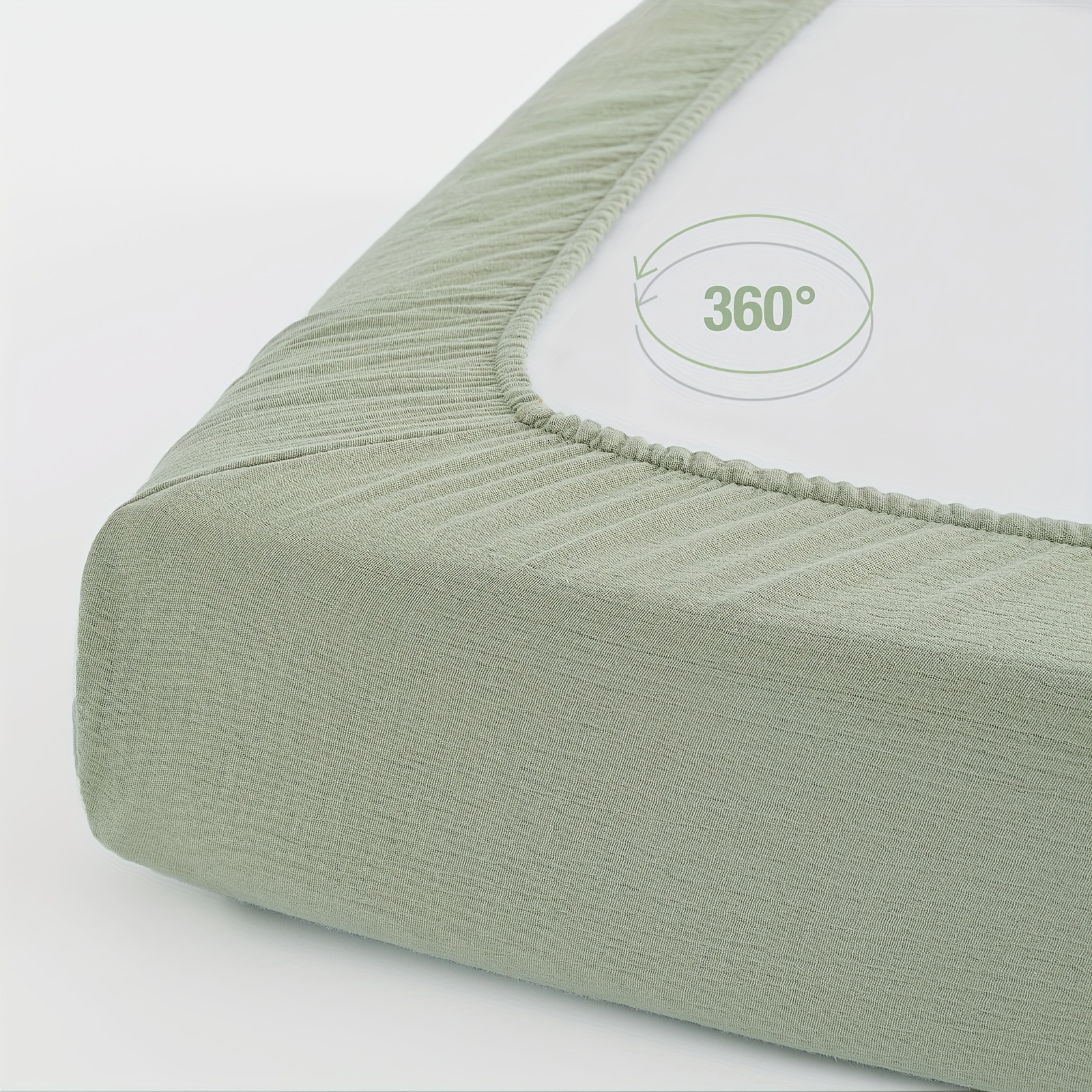 Green Bauze Fitted Sheet for Crib, 100% Cotton