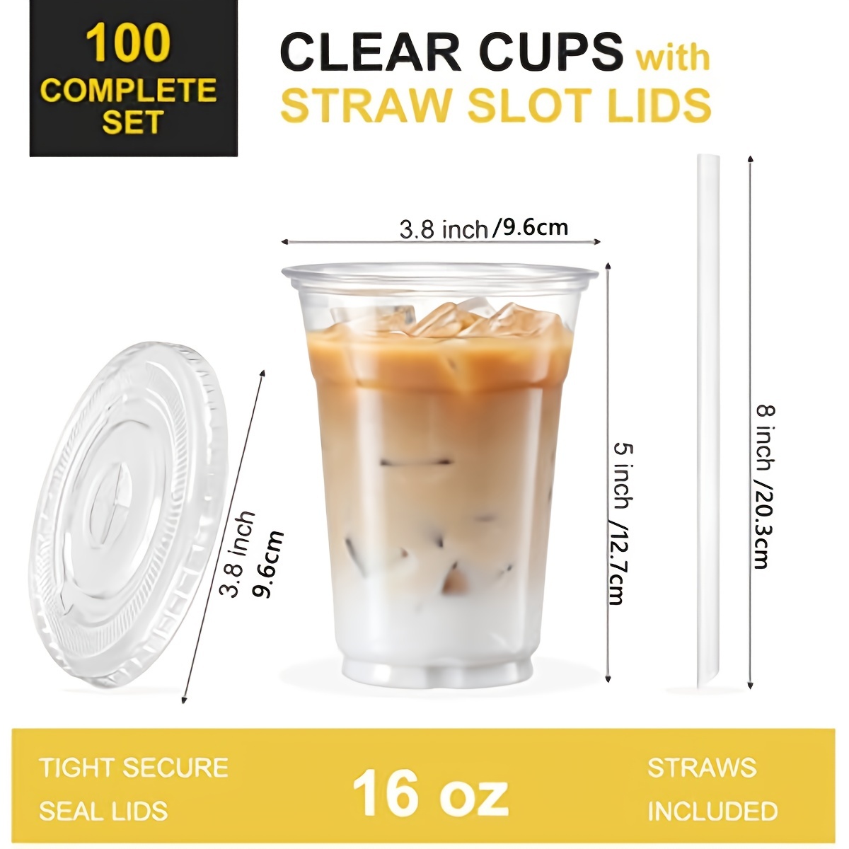 Plastic Cups With Lids And Straws Disposable Cups For Iced - Temu