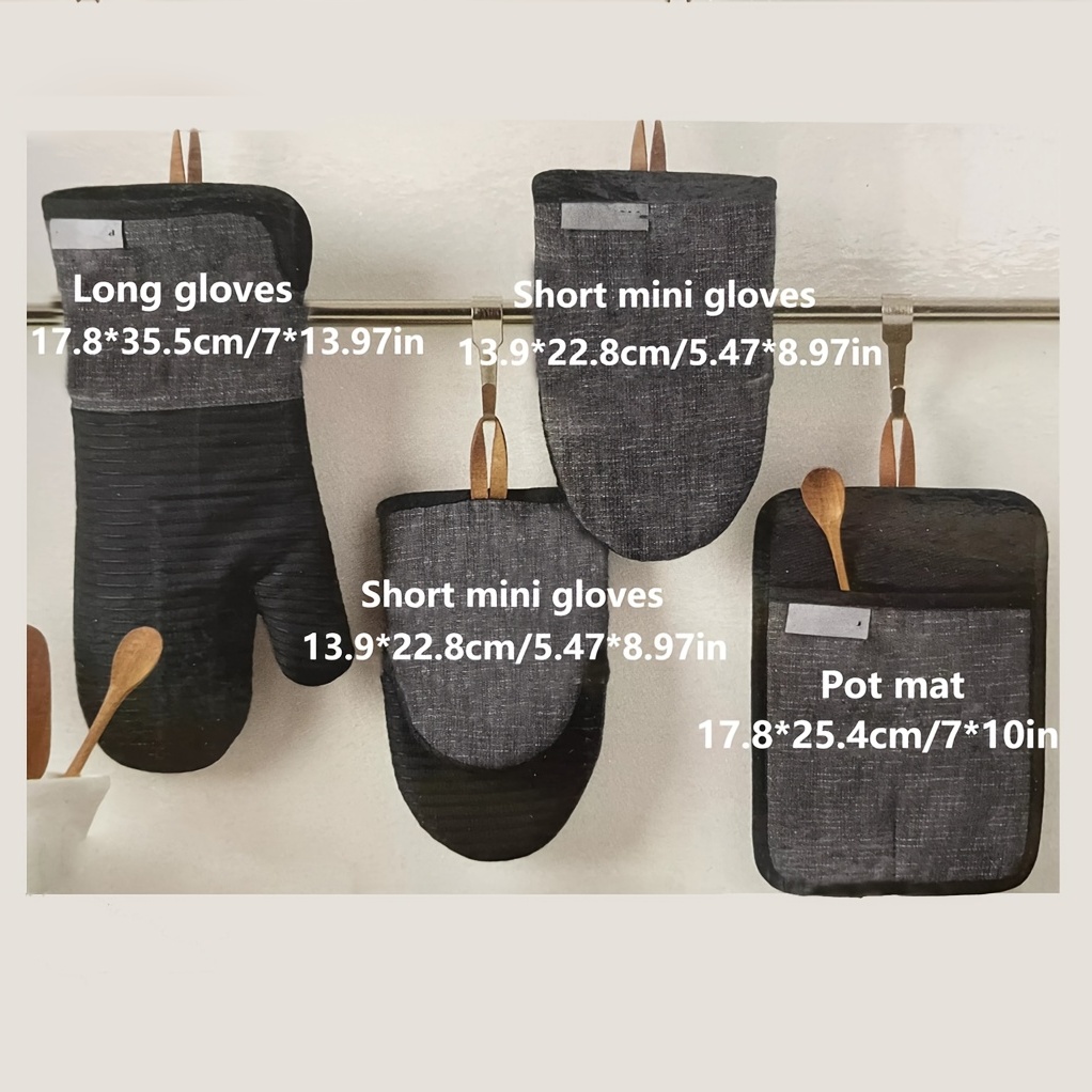 Oven Mitts and Pot Holders Set - 4pcs Long Cotton Puppet Oven Gloves & Hot  Pads with