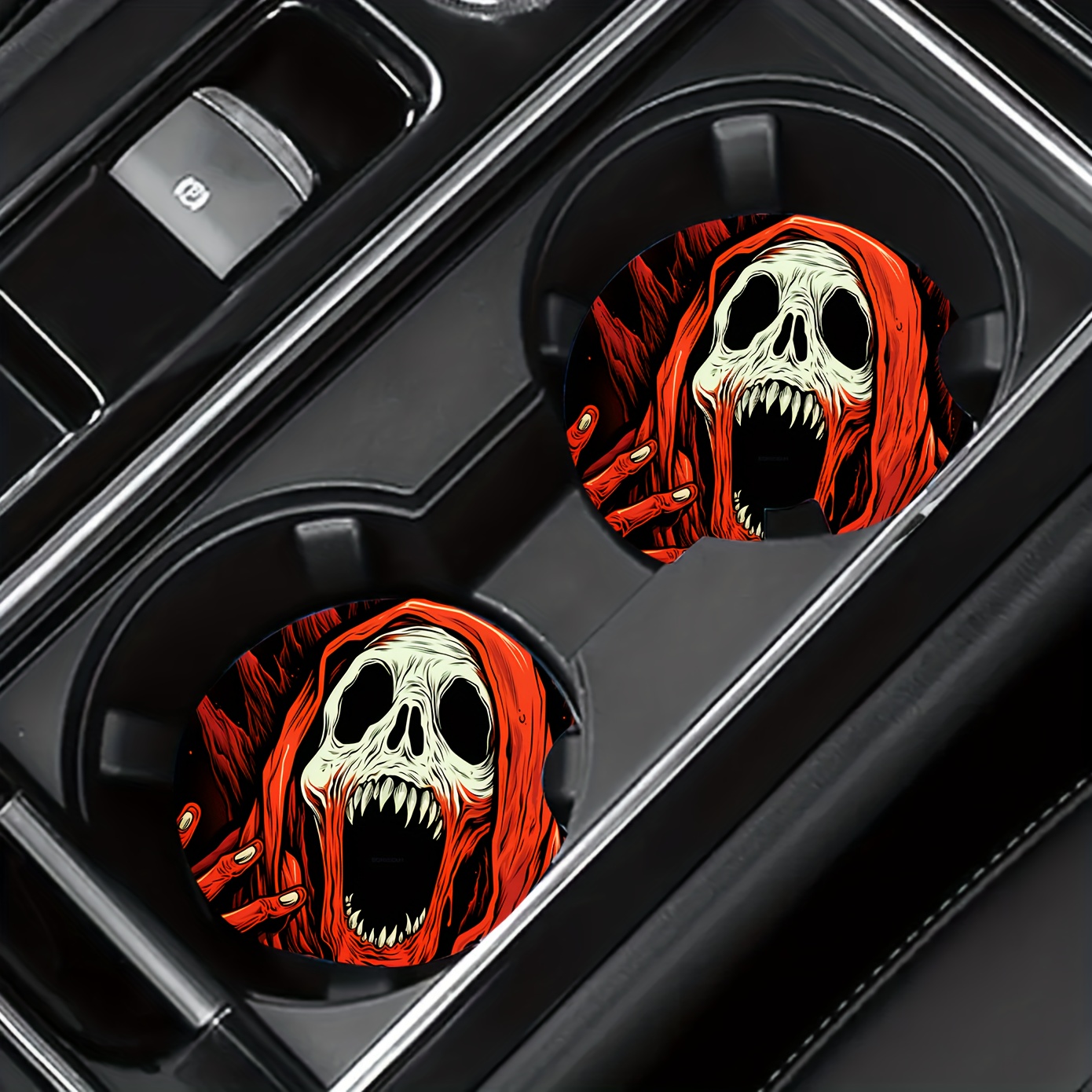 Horror Mask Absorbent Car Cup Holder Coaster Mats - Car Interior