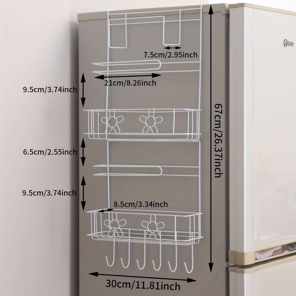 Estante de almacenamiento multifuncional para refrigerador, estante de  almacenamiento de pared lateral del refrigerador, estante de almacenamiento