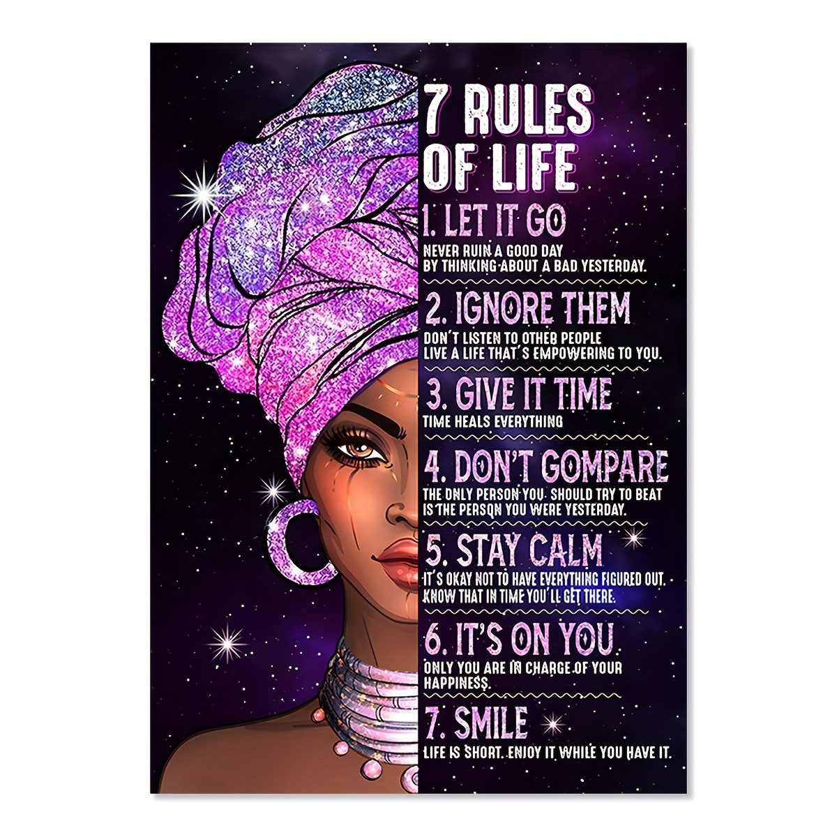 Frameless 7 Rules Of Life Wall Poster, Wall Canvas, Canvas Painting, Temu