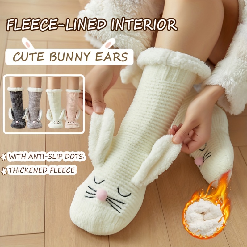 Compra online de Women Winter Warm Fluffy Socks Home Floor Sleep Kawaii 3D  Bear Cute Animal Thick Fleece Fuzzy Sock Japanese Fashion Korean Style