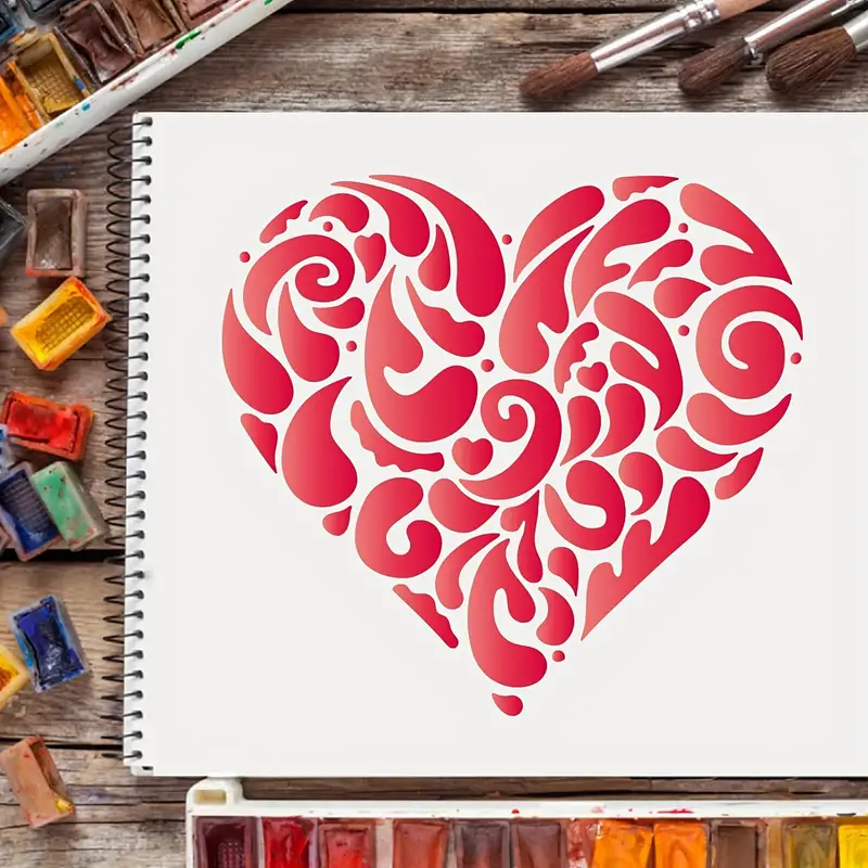 Heart Stencils (about ) Plastic Mandala Heart Painting Stencils