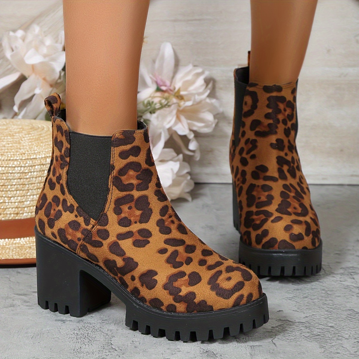 Short hotsell leopard boots