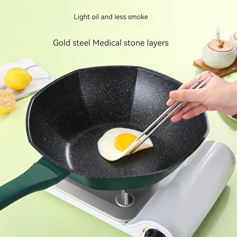 1pc 34cm wheat straw stone coated octagonal non stick pan flat bottom frying pan household low oil frying pan induction cooker gas stove universal kitchen supplies cookware details 2