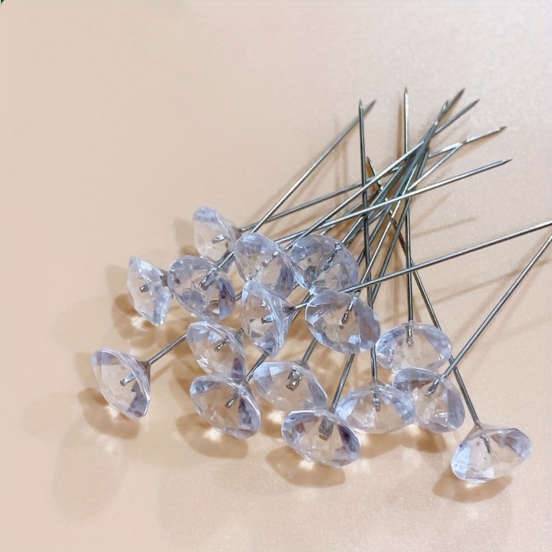 100/50pcs Medium Size (0.8*5.1cm/0.3*2in) Diamond Bouquet Pins For