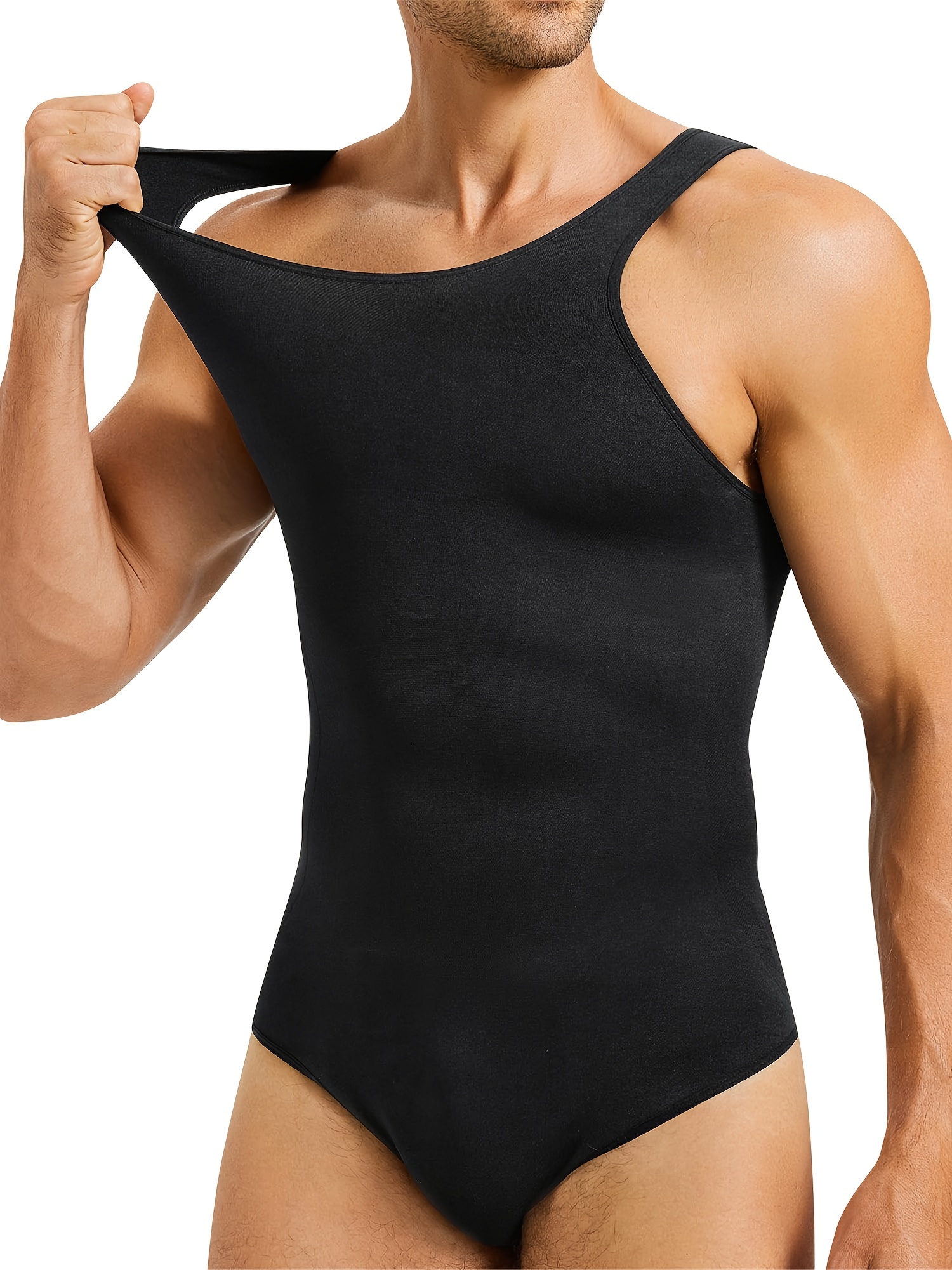 Men's One-piece Stretchy Bodysuit Sleeveless Thong Leotard Tank