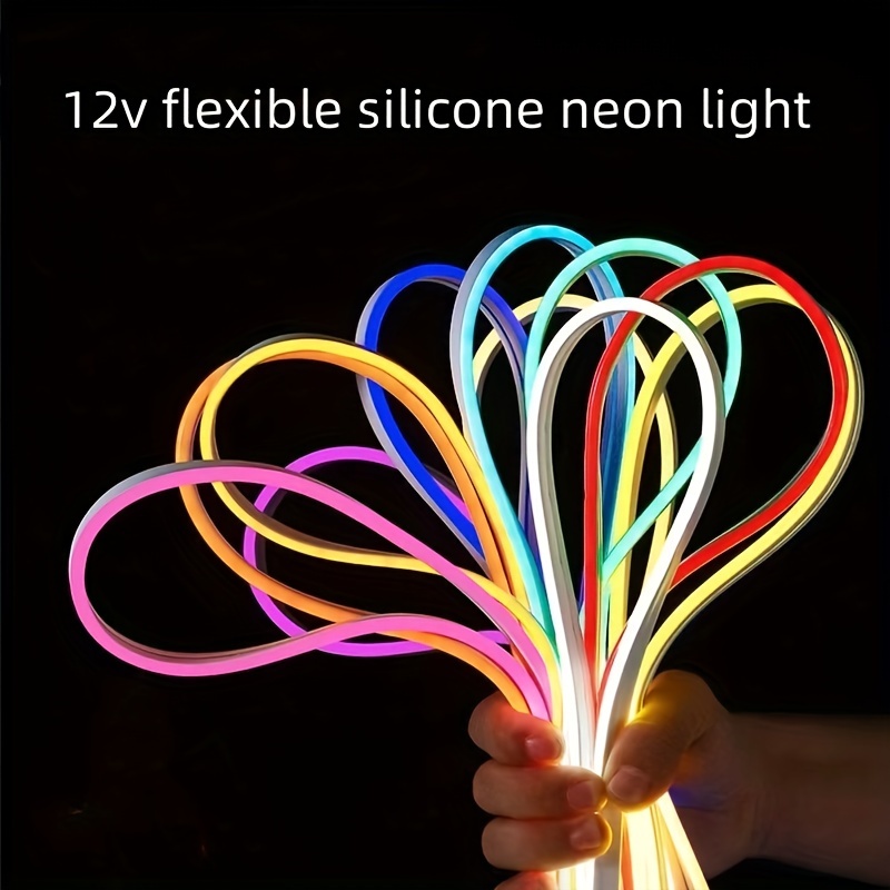 DOSYU Tira de luz LED de neón, rosa, 12 V, 16.4 pies, impermeable,  flexible, luces de neón, cuerda de luz de silicona para cocina, dormitorio