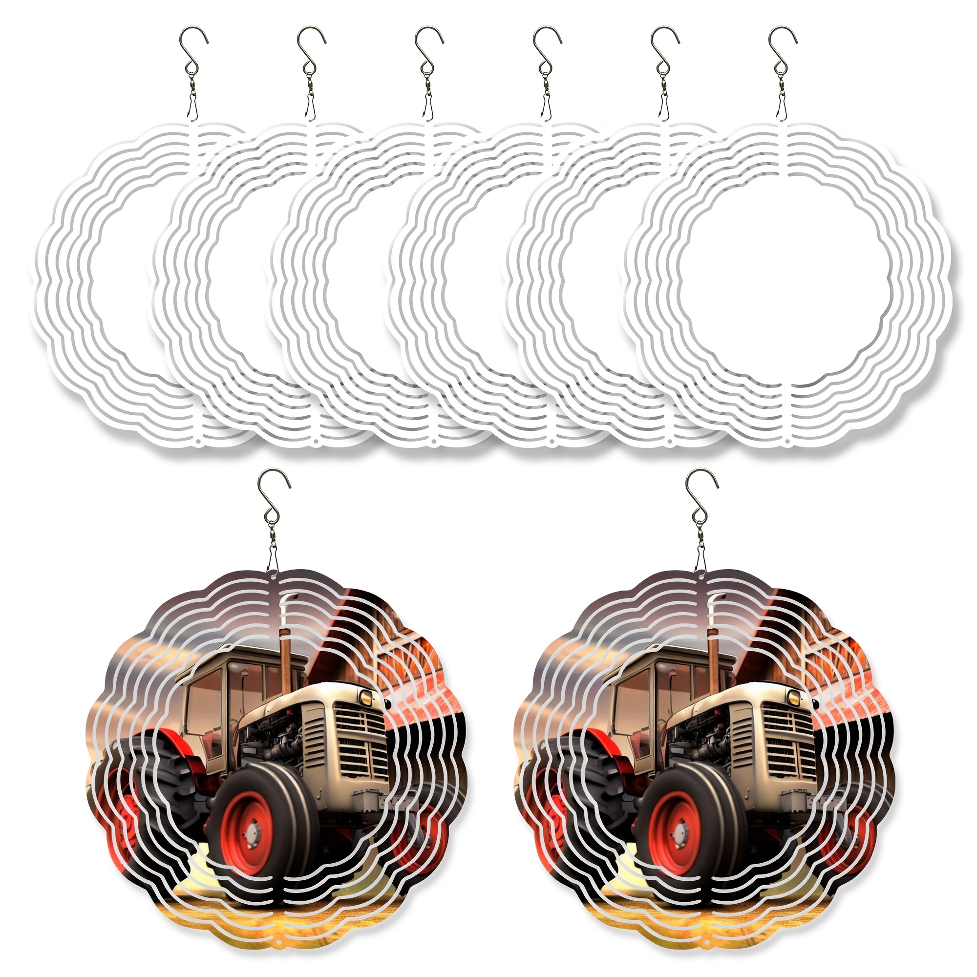 4 Pack Sublimation Wind Spinner Blanks, 3D Aluminum Wind Powered Spinners  with Ball Spiral Tail Kinetic Sculpture, 10 Inch DIY Crafts Suspension  Decor