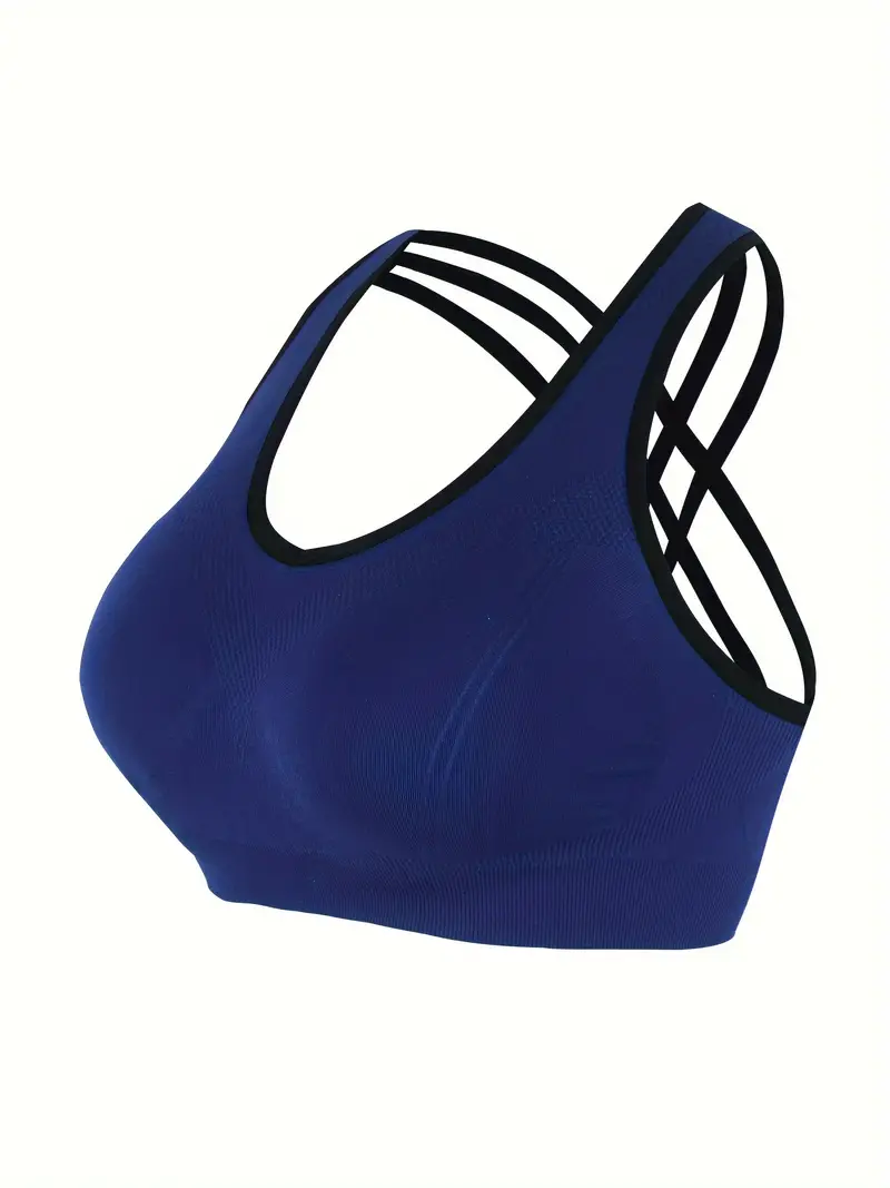Solid Sports Bra Comfy Breathable Full Coverage Criss Cross - Temu