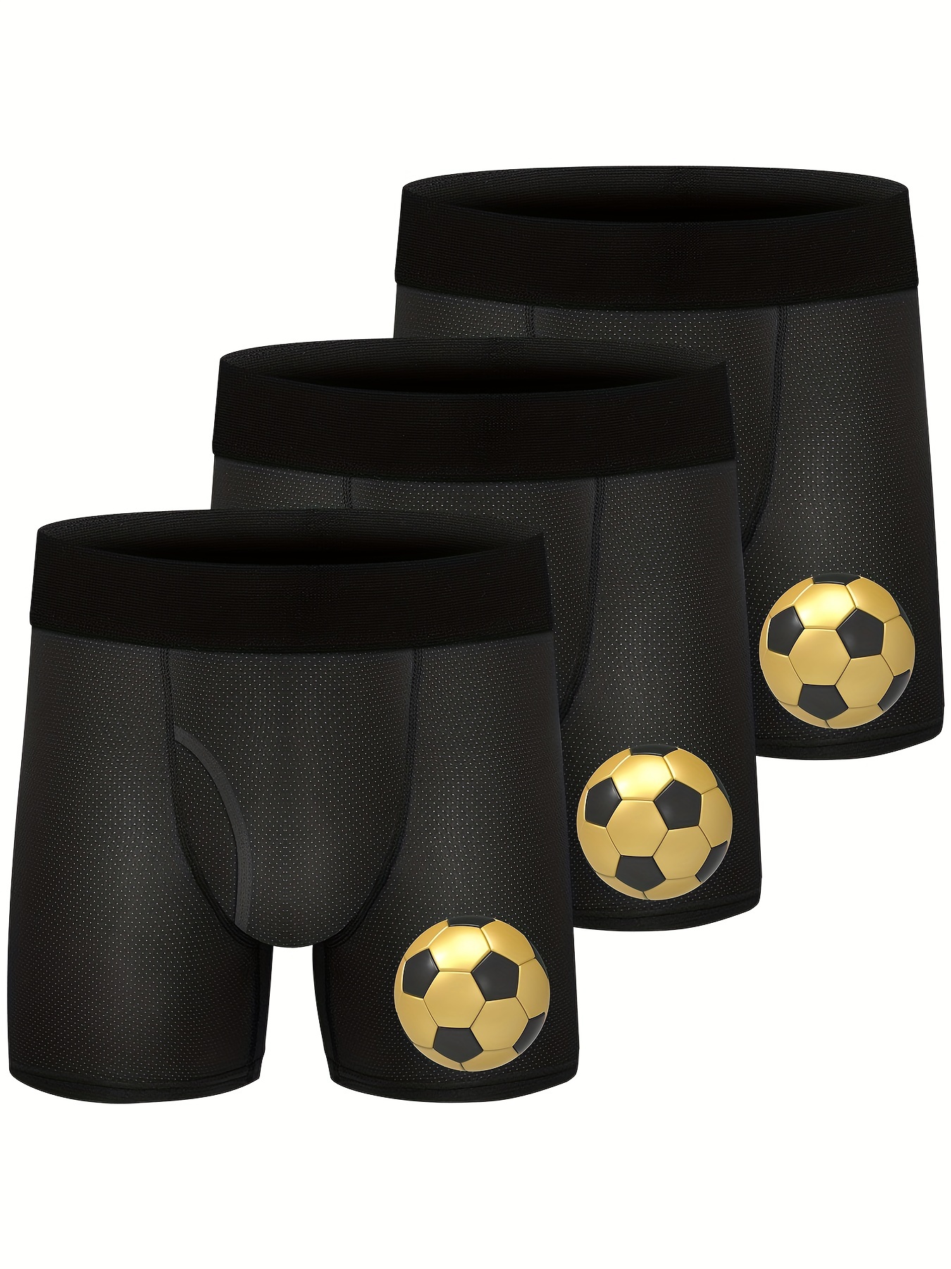 3pcs Boys Football Print Boxer Briefs Underwear Soft Comfortable Breathable  Kids Clothes