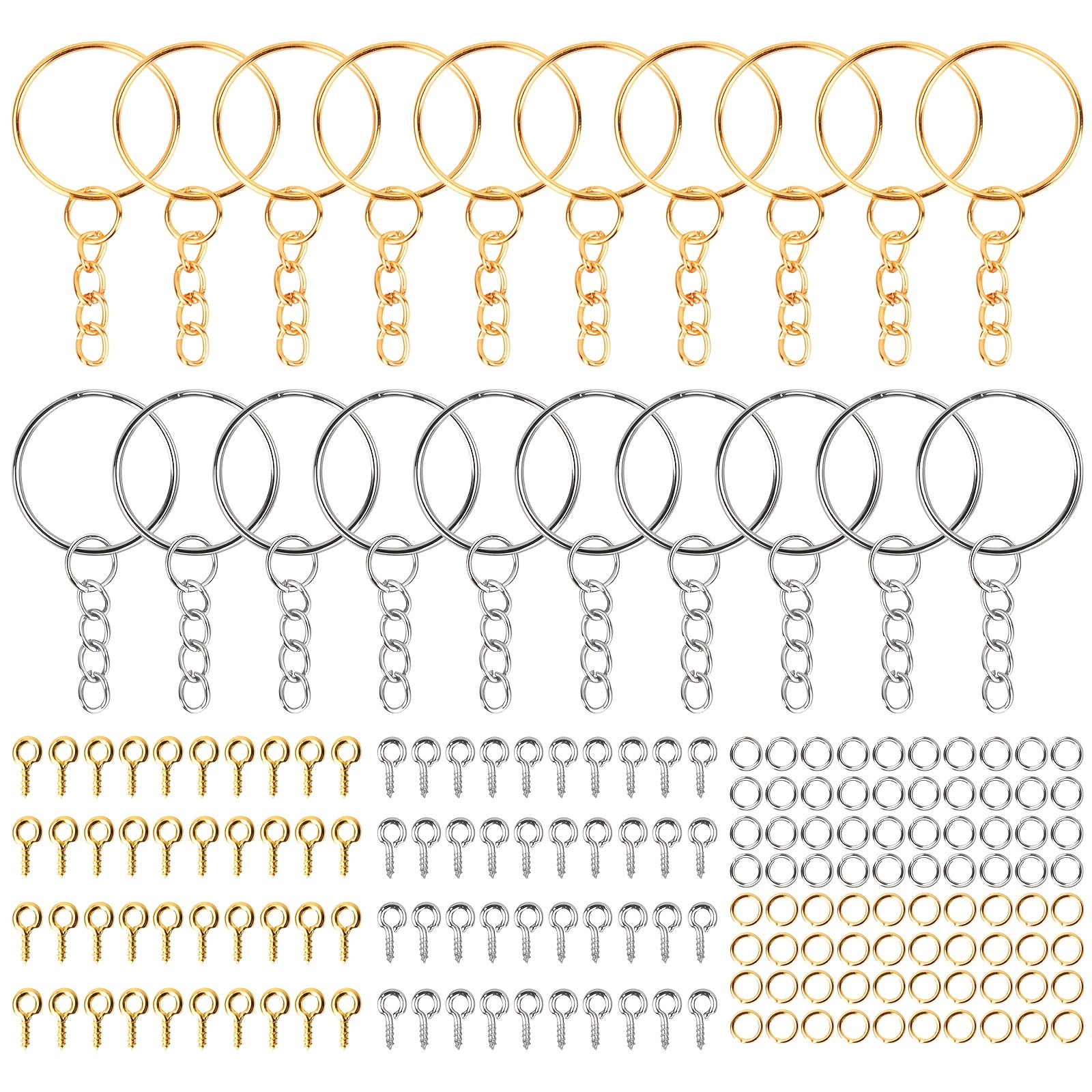 Key Ring Set 20 Keyrings Chain Link Metal Key Ring Hoops 100 - Temu