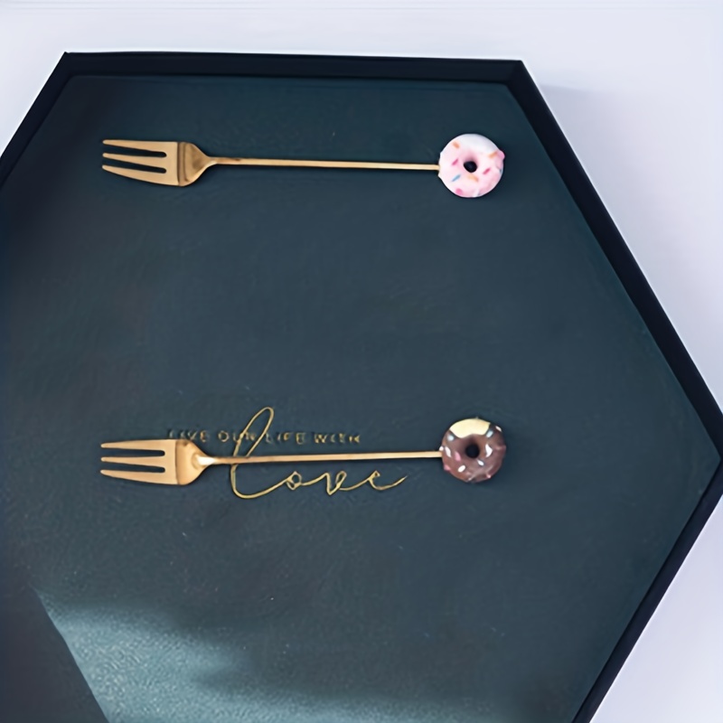 Fruit Forks Salad Forks Cute Donut Fruit Forks Stainless Temu
