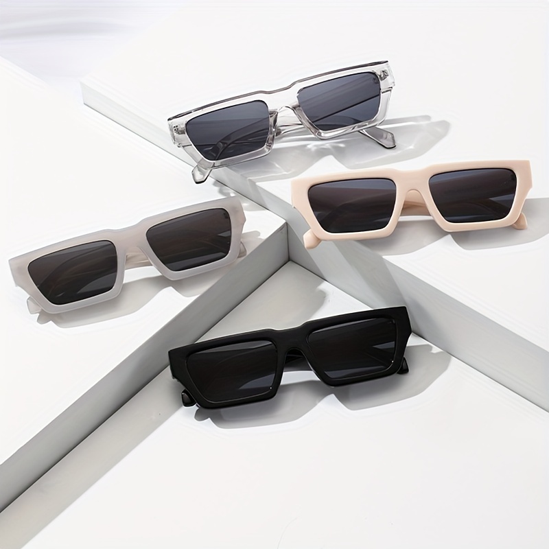 Men's Square Small Frame Sunglasses with Anti-Stress Case