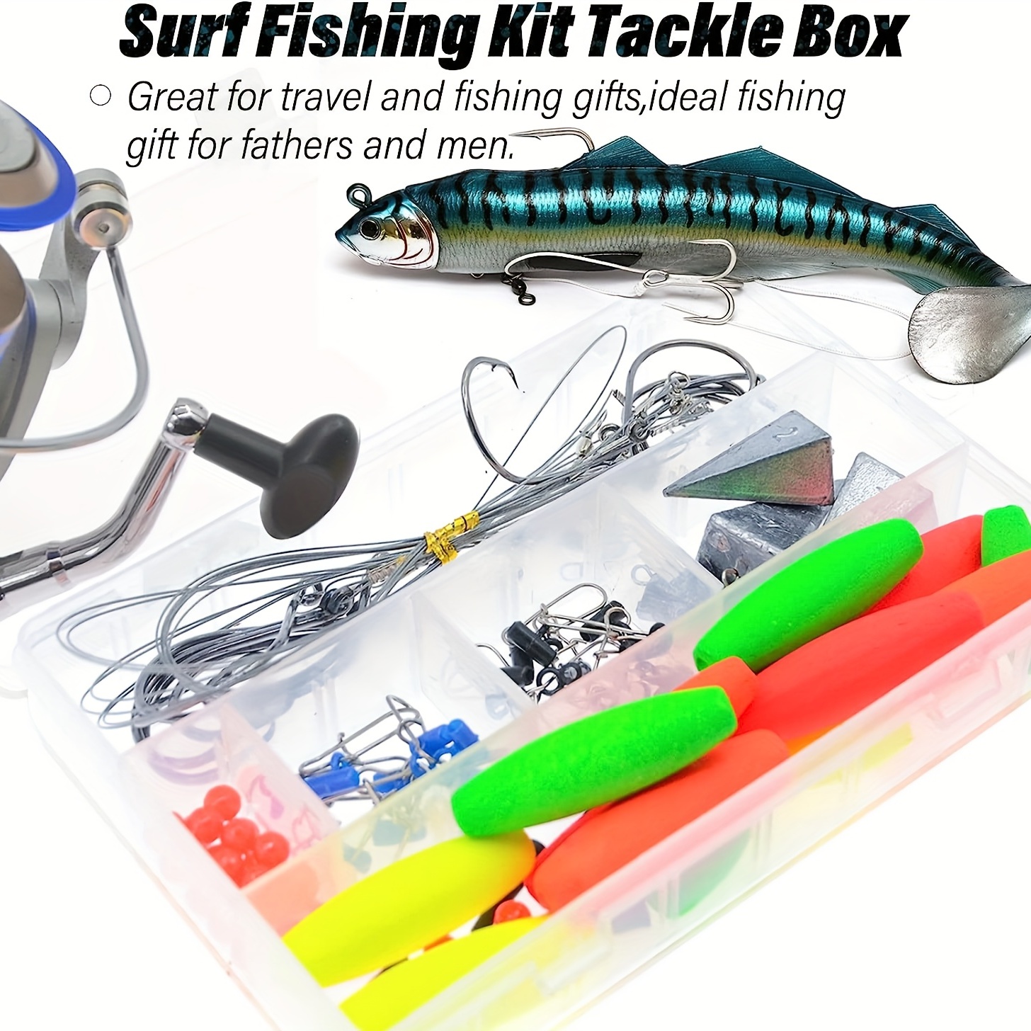Saltwater Surf Fishing Tackle Kit 70 Pieces Rigs Lures Beach Gear