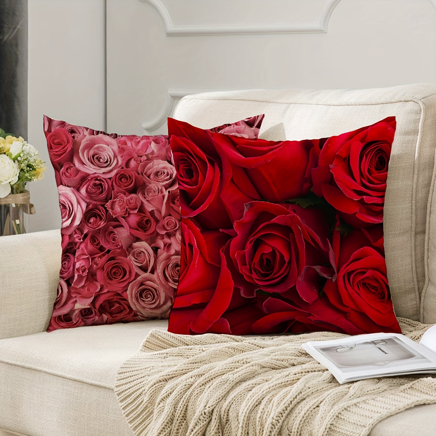 Red 2024 rose cushions