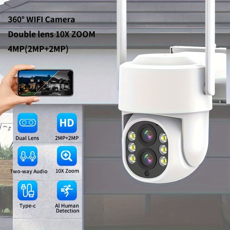 Cámara Seguridad Ptz Ip Wifi Doble Lente Zoom Óptico 8x 4 Mp
