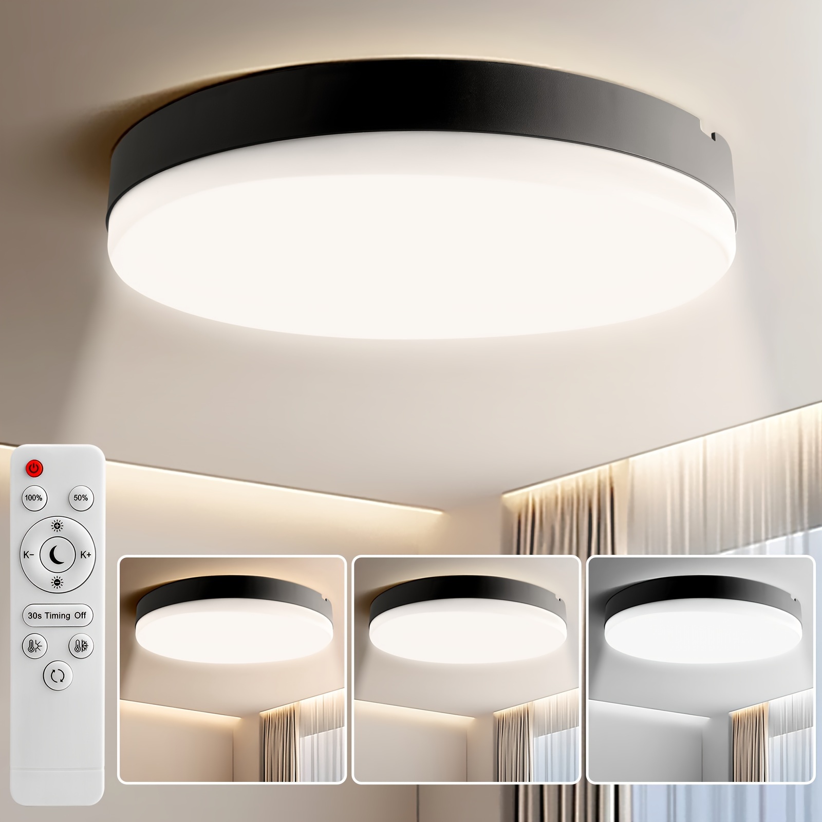 40W Minimaliste LED Plafonnier Moderne Lampe de Plafond Carré Blanc  Éclairage de Bureau Dimmable Avec Télécommande Intérieur