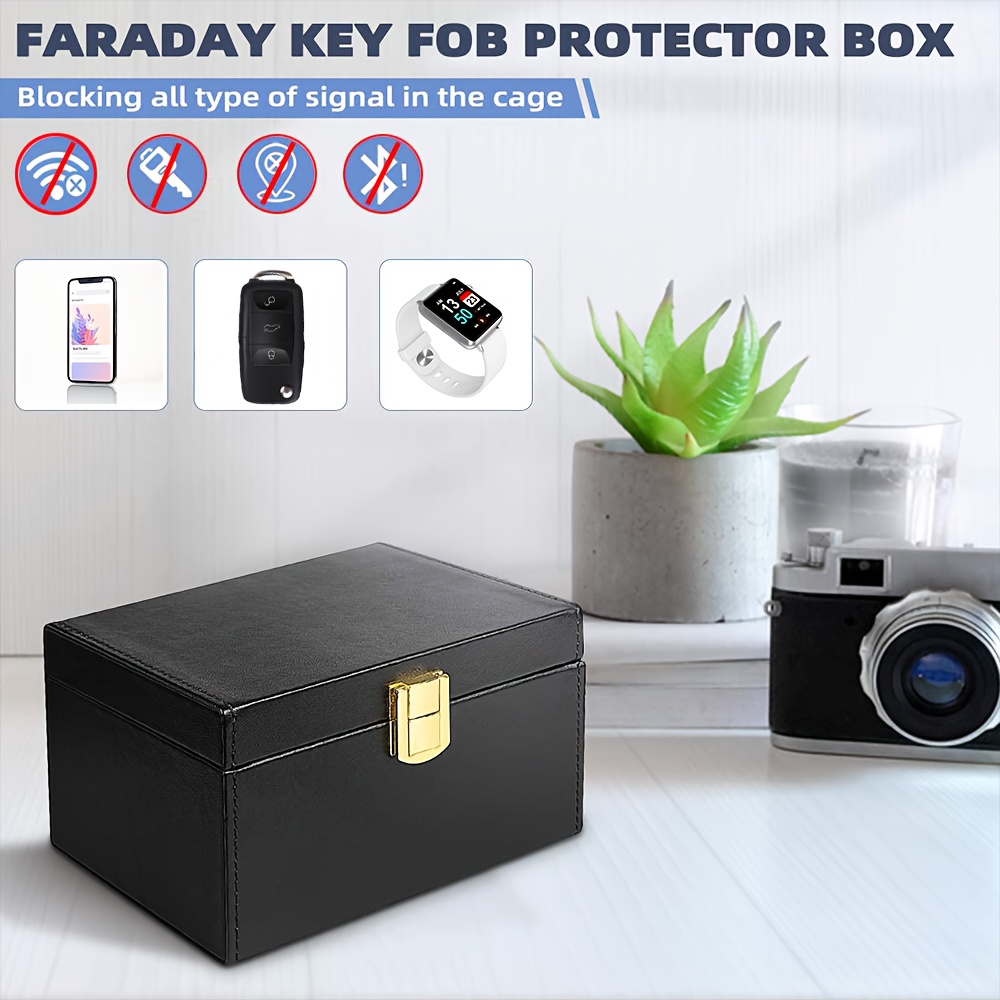 Faraday Box & 2 Pack Faraday Bag for Key Fob Protector, Faraday Cage Key  Fob Signal Blocker Faraday Key Fob Protector Faraday Pouch RFID Box for Car