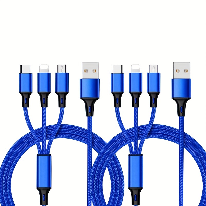 Câble USB, câble portable rapide multichargeur câble de charge 3 en 1 câble  de charge multi usb cordon de charge rapide avec type-c, port micro USB et  ip, connecteur fo