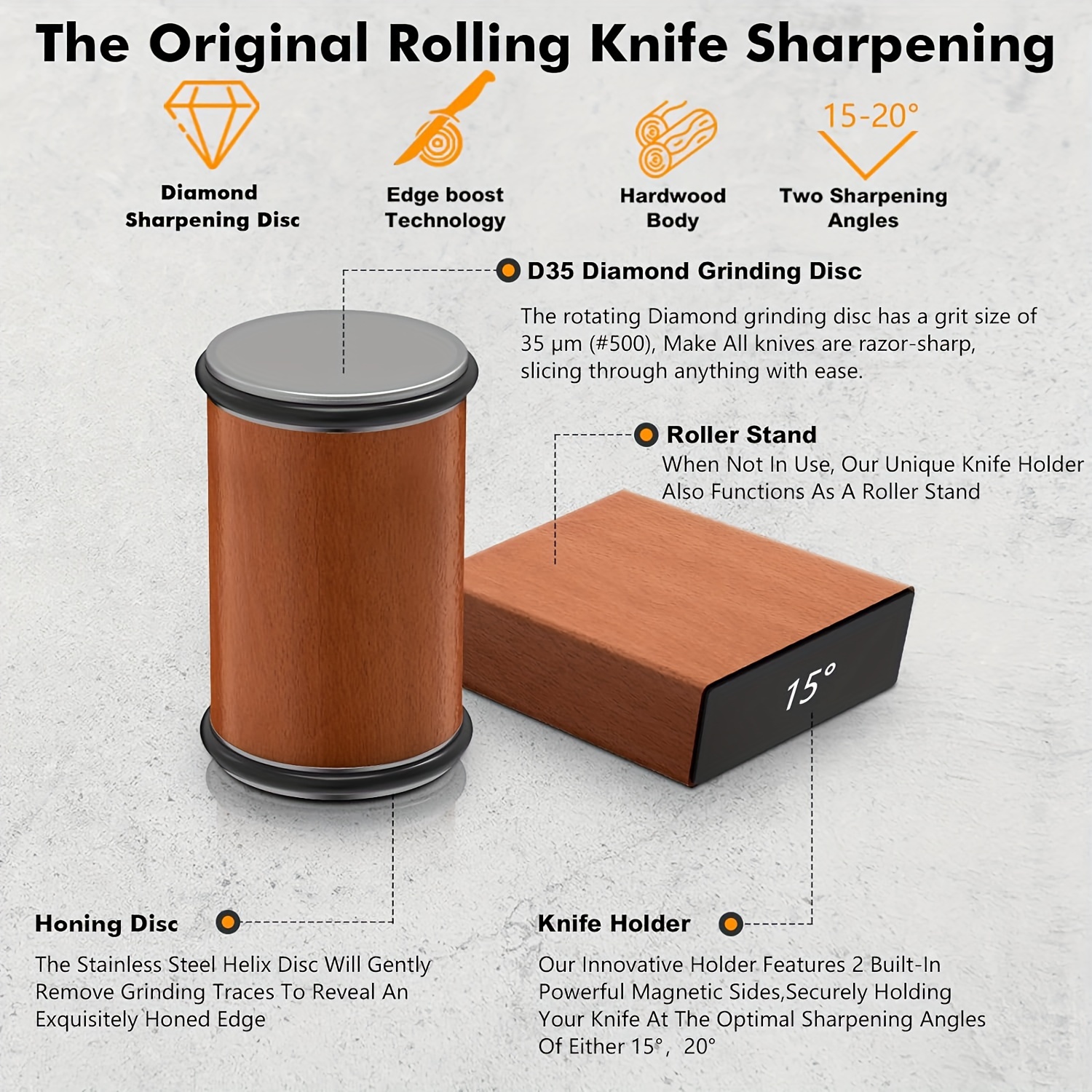  Rolling Knife Sharpener Kit with 4 Discs Diamond