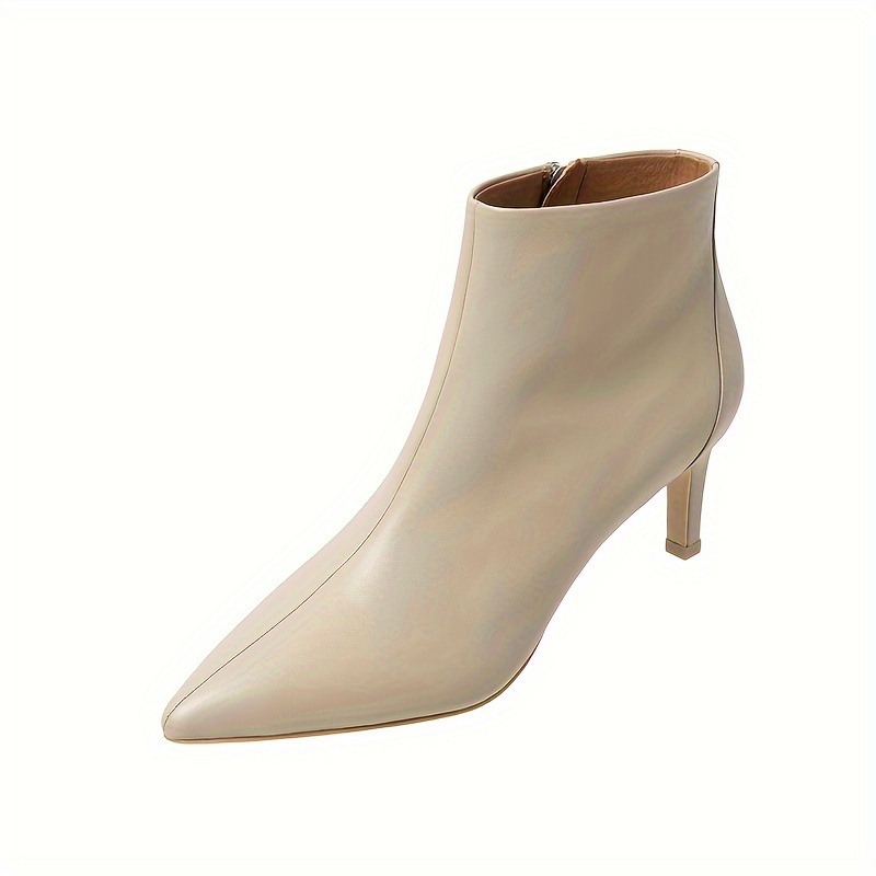 Women's Cover Ankle Boots Pointed Toe, High Stiletto Heel, Side Zipper,  Beige British Style Fashion Booties for Casual Attire Hi