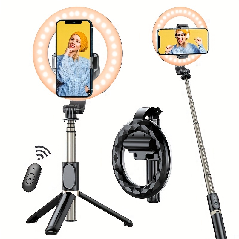Anillo de luz para selfie de 12 pulgadas con trípode ajustable de 63  pulgadas y soporte para teléfono, luz LED regulable con control remoto,  para transmisión en vivo/fotografía/maquillaje/video de , compatible  con teléfonos celulares  