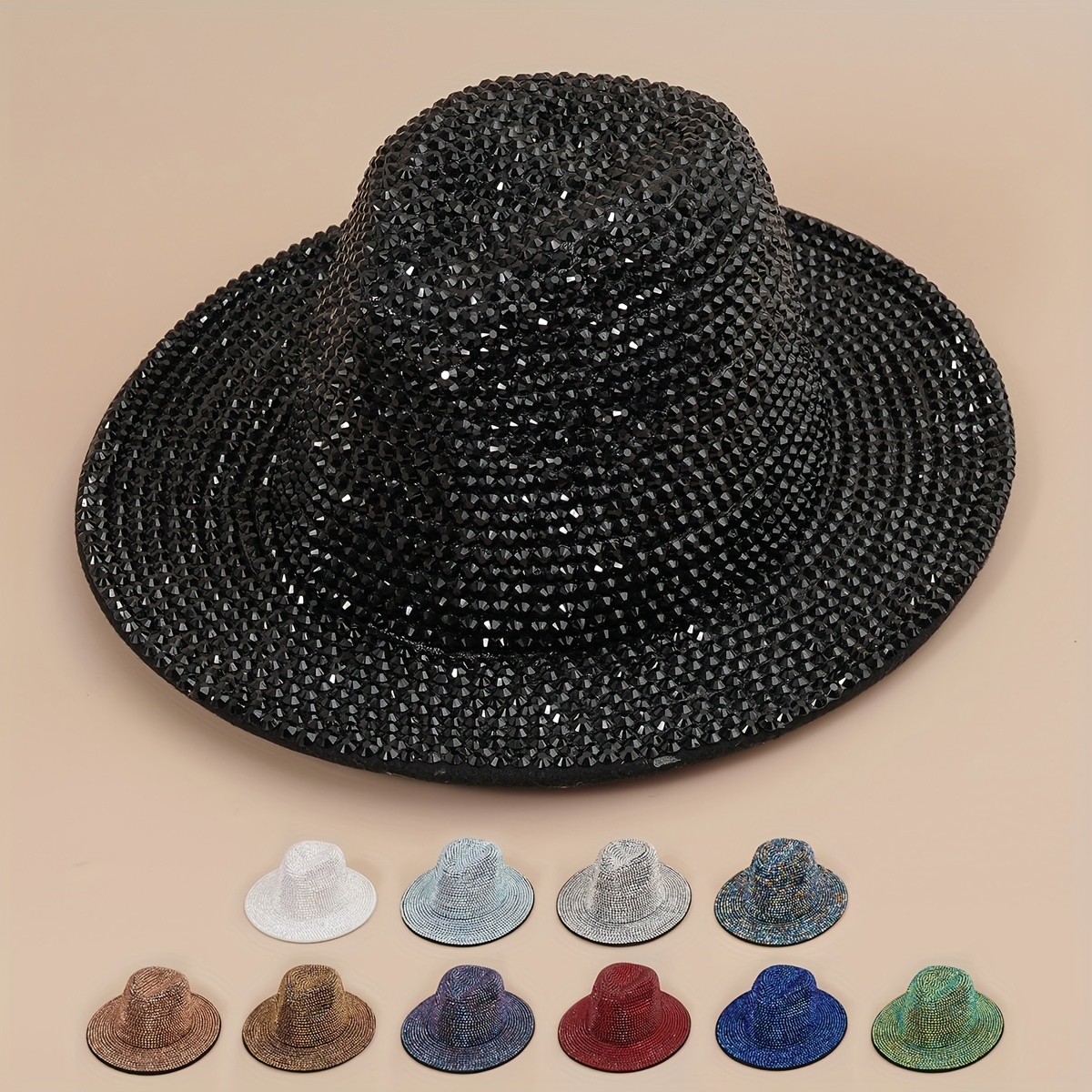 full rhinestone cowboy fedora cap trend wide brim british style jazz hat stylish sparkly y2k couple felt hat for women men